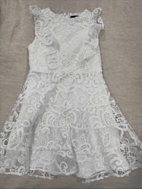 Bardot White Lace Ruffled Girls Dress